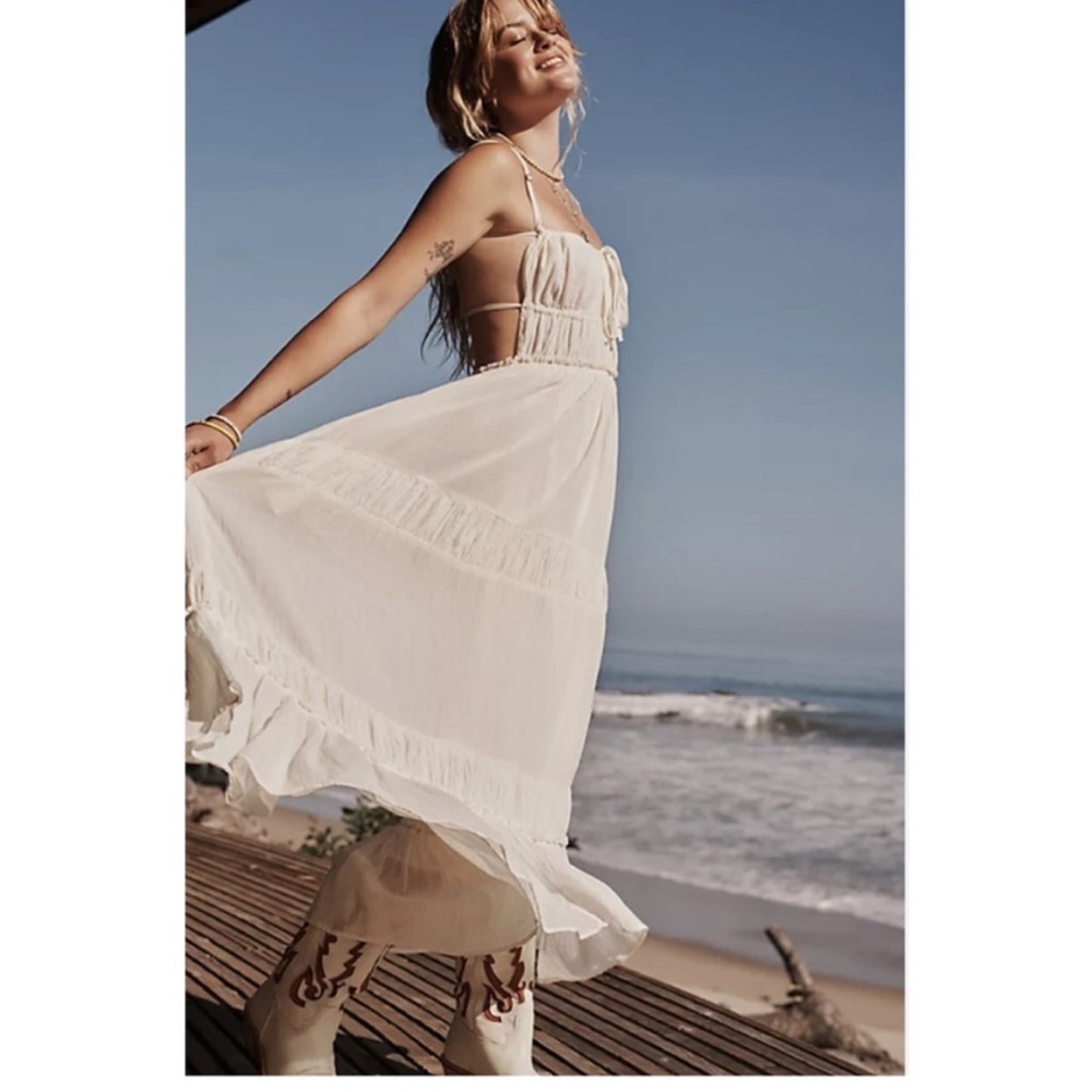 Free People Taking Sides White Maxi Dress - XS